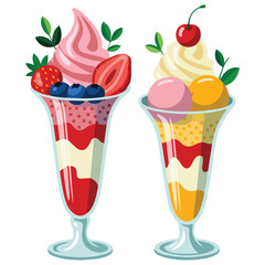 set illustration of parfait marron chocolate isolated vector