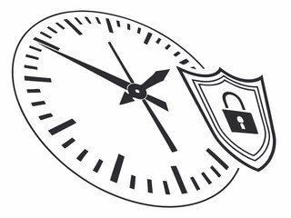 Elegant Analog Clock With Shield Shaped Hour And Minute H Illustration