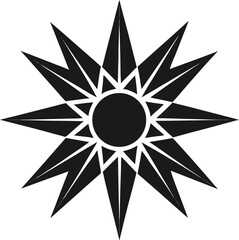 Geometric sun with sharp angular rays