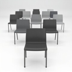 Obraz premium Modern Grey and Black Chairs in a Row Waiting Room Seating Arrangement.