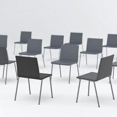 Fototapeta premium Modern Grey Chairs Arranged in a Circle for Meeting or Seminar.