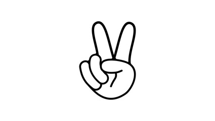Peace Sign Hand, black isolated silhouette