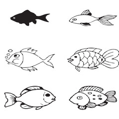 vector set of fish