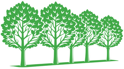 minimal CAD tree line drawing side view architect. 