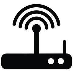 A Wi-Fi router icon with signal waves  vector illustration 