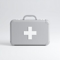 Fototapeta premium Grey First Aid Kit Case Medical Emergency Supplies Health Wellness.