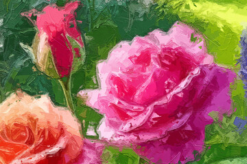 Obraz premium Various oil paintings, flowers, lakes, purple landscapes, forests, chrysanthemums, roses, peonies, butterflies