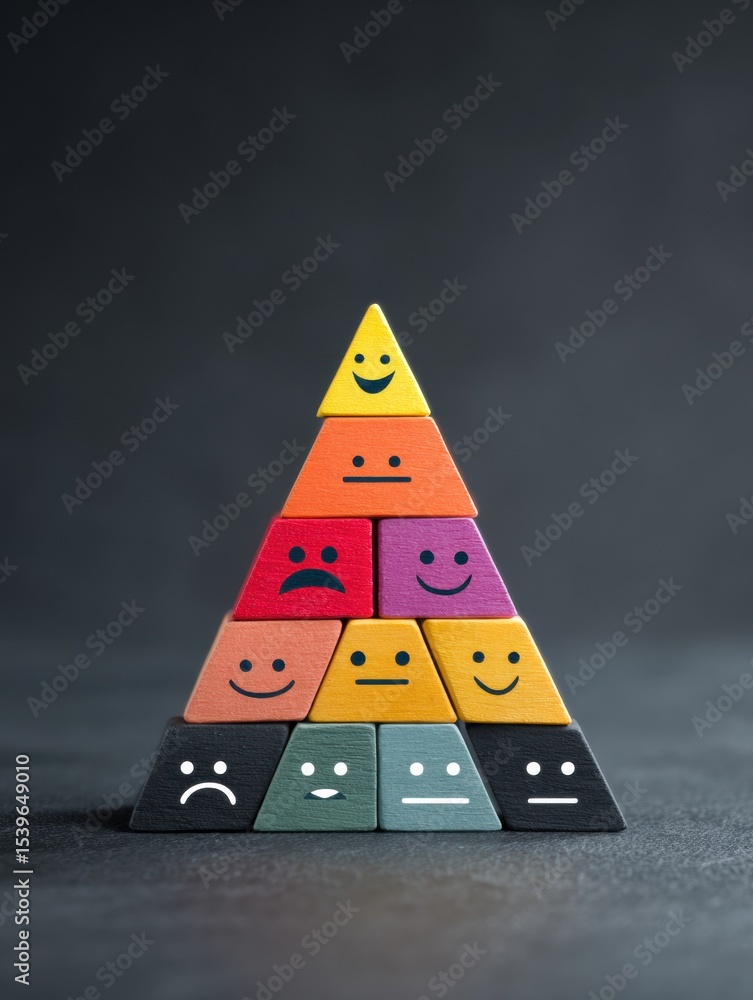 Poster Emotional Needs Pyramid With Colorful Blocks Representing Various Feelings and Expressions Stacked Creatively