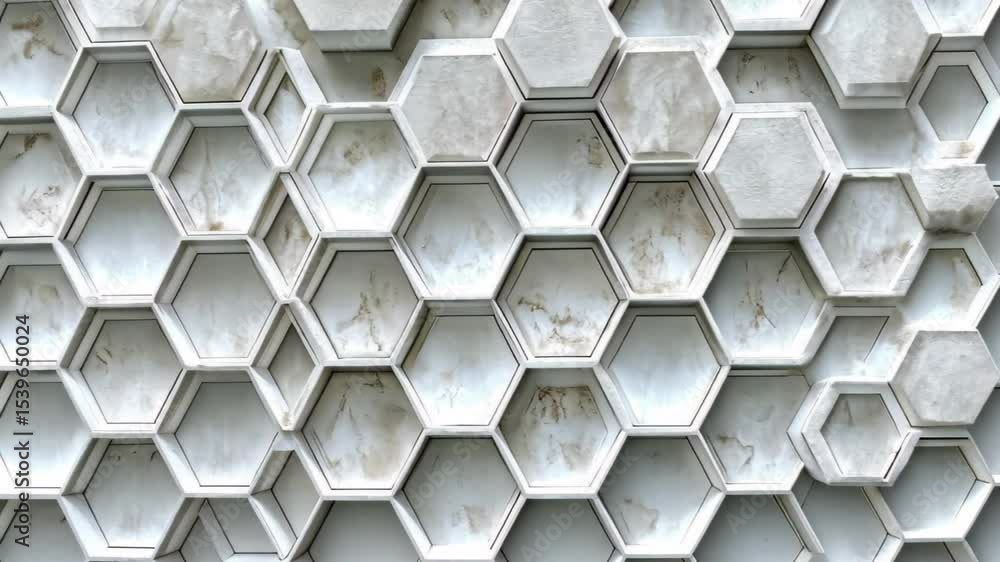 Poster White hexagonal honeycomb pattern creates a seamless background for modern design projects, White hexagonal honeycomb background Seamless 3D render