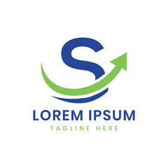 Letter mark S arrow business solution logo design modern minimal concept