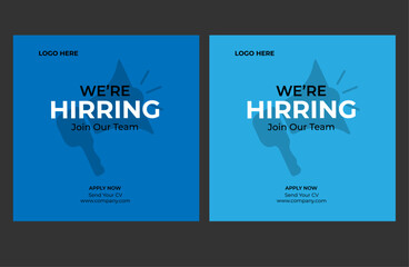 We are hiring job vacancy social media post or Social Media Square Banner design template, We are hiring job vacancy square web banner design vector .
