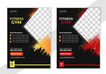 Gym/ fitness flyer template, social media post, web banner with clean and modern layout.GYM / Fitness Flyer template . Flier, social media post and facebook cover design template for gym and fitness.