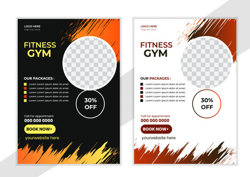 Gym/ fitness flyer template, social media post, web banner with clean and modern layout.GYM / Fitness Flyer template . Flier, social media post and facebook cover design template for gym and fitness.