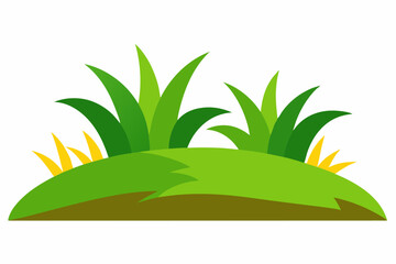 Cartoon green grass hilltop illustration
