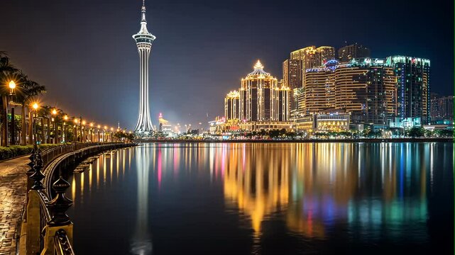 Dramatic Night Architecture with Reflected Illumination


