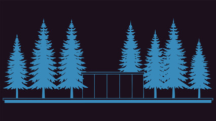 Obraz premium minimal CAD tree line drawing side view architect. 