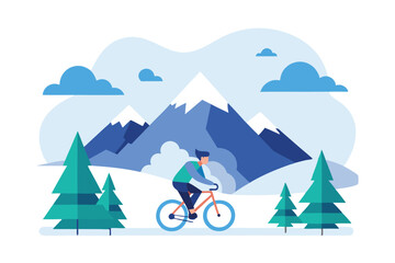 Obraz premium a person mountain bike ride vector illustration