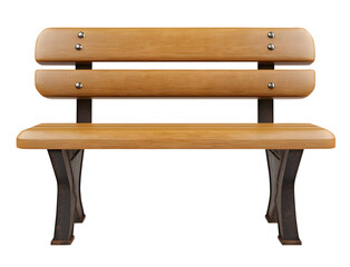 Wooden bench with rustic metal frame Isolated rustic bench 3D illustration wooden seating png isolated on transparent