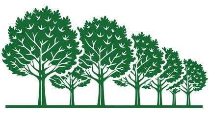 minimal CAD tree line drawing side view architect. 
