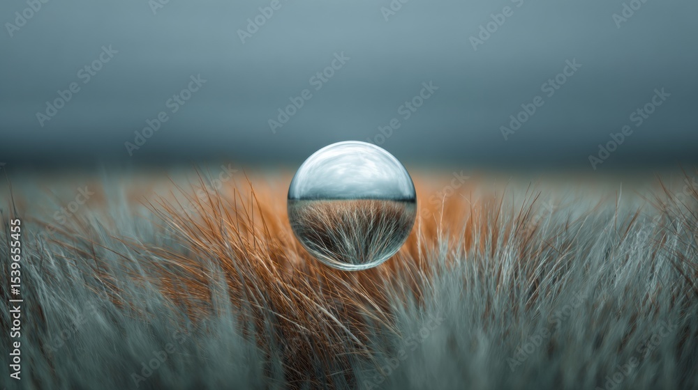 Poster self-reflection mirror floating in an abstract field of soft textures and muted colors