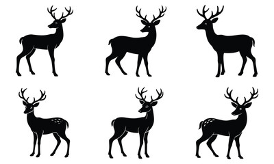 Fototapeta premium Elegant Deer Silhouettes Six Unique Designs