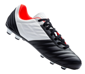 Black white soccer cleats png 3D render football boots Kipsta football shoes Professional football shoes png isolated on transparent
