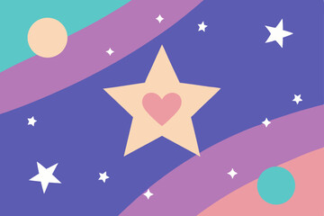 Obraz premium Celestial Dreamscape A Starry Night with a Heartfelt Glow