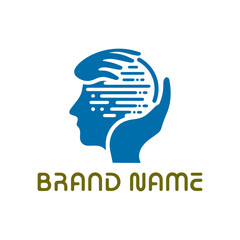 Company logo vector icon for wireless internet network communication technology business. Brain and Hand combination logo.