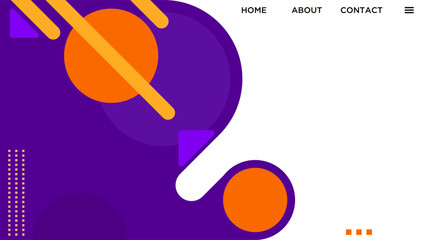 ABSTRACT WHITE BACKGROUND ELEGANT ORANGE PURPLE FLAT COLORFUL DESIGN WITH CIRCLE LINES GEOMETRIC SHAPES VECTOR TEMPLATE GOOD FOR MODERN WEBSITE, WALLPAPER, COVER DESIGN 