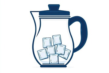 Obraz premium Glass pitcher filled with ice cubes.