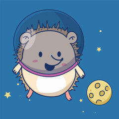 cute Astronaut hedgehog character cartoon icon illustration in vector format for all print designs