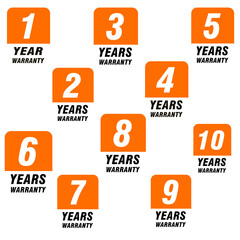 Set of modern warranty cards with clean layout, covering 1 to 10 years. Ideal for electronics, appliances, tools, or digital product guarantees. Sleek and professional design.1 to 10 years warranty.