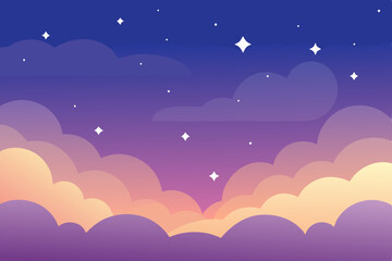 Magical Sunset Sky Dreamy Clouds, Stars, and Twilight Hues