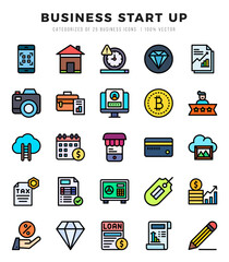 Business Start Up Lineal Color icons collection. Lineal Color icons pack. Vector illustration