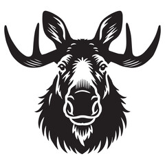 Fototapeta premium Black and Bold Moose Silhouette for Nature and Animal Designs