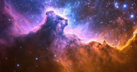Obraz premium Vibrant nebulae, cosmic clouds of gas and dust, swirling in deep space