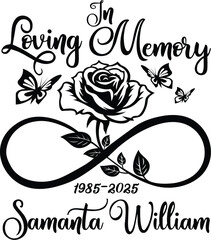 In Loving Memory Rose, Butterflies, and Infinity Symbol Design