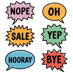 trendy speech bubbles set hand drawn isolated vector illustration