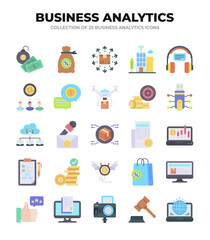 Collection of Business Analytics Icons. Data Analysis. Financial Reports. and Marketing Insights