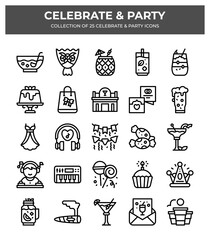 Celebrate & Party. Collection of 25 Party Icons