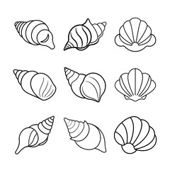 Seashell Outline Vector Pattern – Coastal Ocean Shell Line Art Doodle for Summer and Beach Design