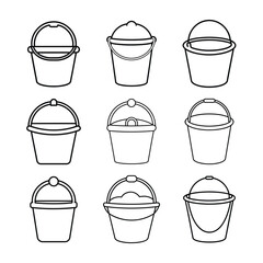 Beach Bucket Vector Outline – Summer Sand Toy Line Art Doodle for Kids and Craft Projects