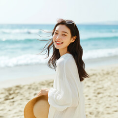 아름다운 여성, 여름 휴가와 라이프스타일
