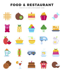 Set of Food and Restaurant Icons Flat icons collection.