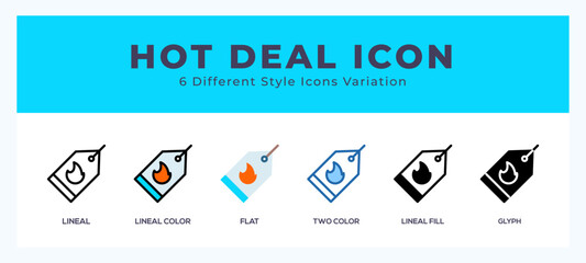 Hot deal icon symbol. logo illustration with different styles