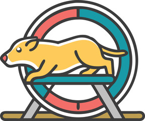 3D icon, Icon of a Hamster on a Wheel, A small hamster running energetically in a clear plastic exercise wheel
