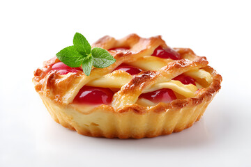 Apple Pie with Lattice Crust Isolated On White