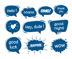 speech bubbles with text and expressions