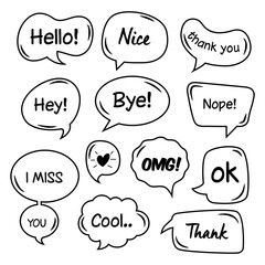 hand drawn speech bubbles with text