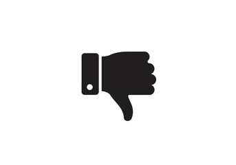A black thumbs down hand gesture against a white background